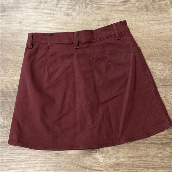 (S/M) Brandy Melville Denim Skirt Maroon Burgundy Small Medium Button Down Red - Picture 6 of 8